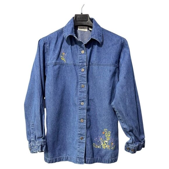Vintage Tabi International Jean shirt ladies‎ size 12 embroidery - Picture 1 of 5